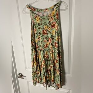 *EUC* Green Floral Super Soft Goddess Neck Tiered Tank Tunic - Size 5